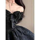 BXOXO Gothic Black Mini Dress Women Vintage Sexy Spaghetti Strap High Waist es 90s Egirl Punk Grunge Slim Party Club